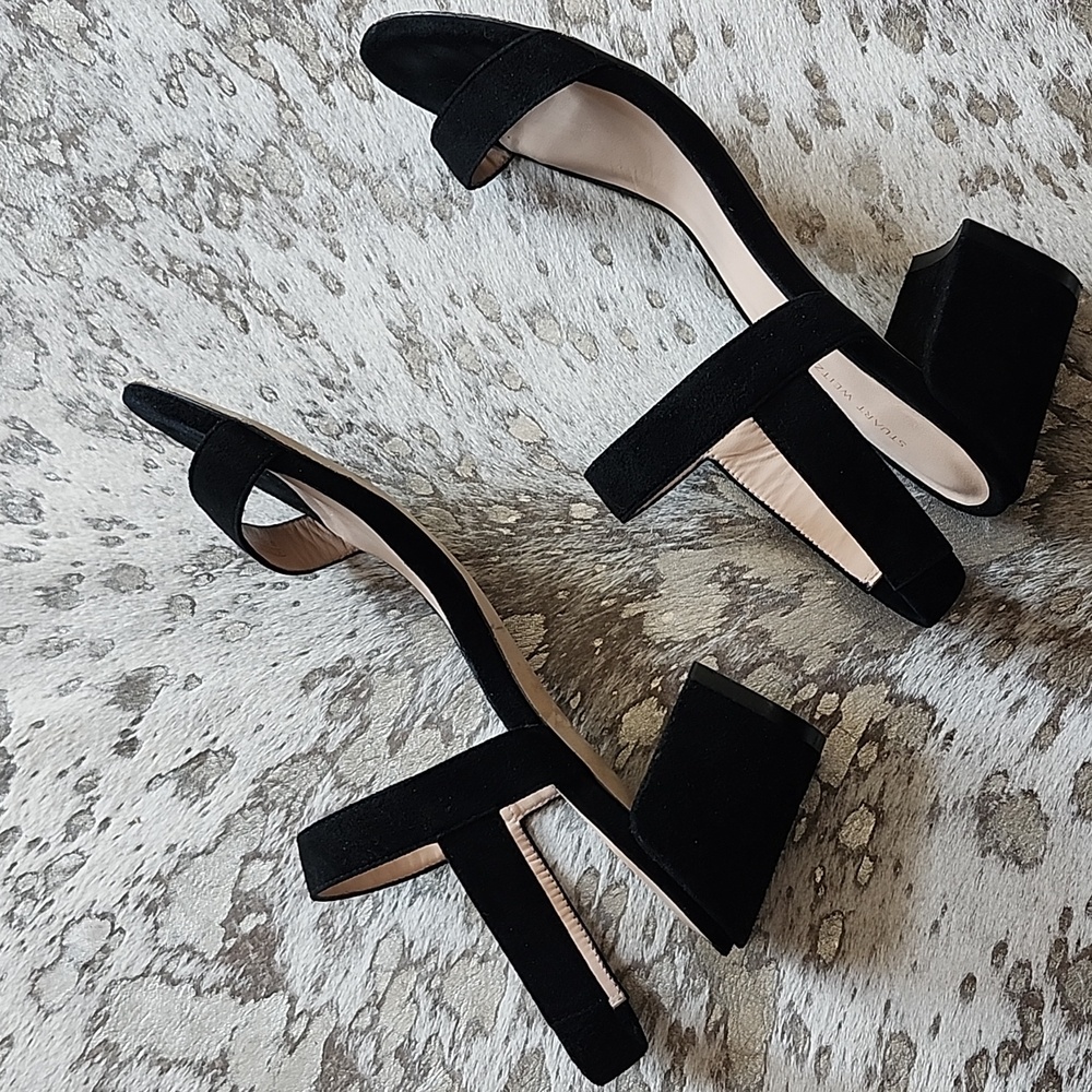 Stuart Weitzman Tisha Block Heel Suede Sandal Sz7 - Picture 4 of 8